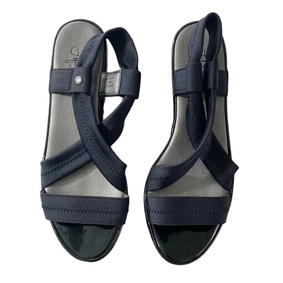 Life Stride black wedge comfort sandals 7.5 - Picture 1 of 7